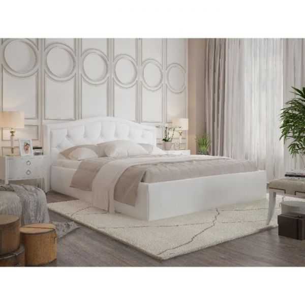 Кровать Стелла 2000х1600 с орт. основанием кож/зам белый