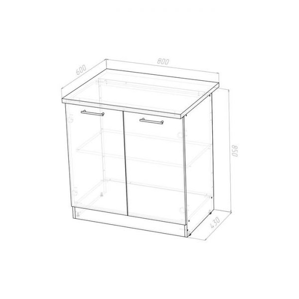 Шкаф напольный Кира 800х600х850 2 дверцы венге/Квадро шимо темный/малага