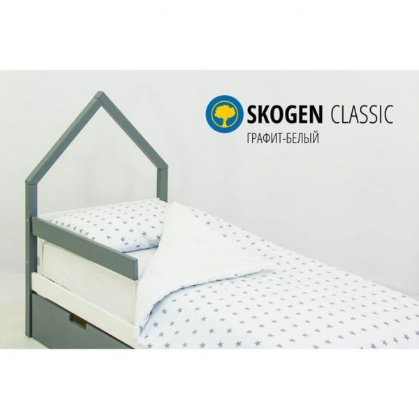 Детская кровать-домик мини "Svogen  графит-белый"