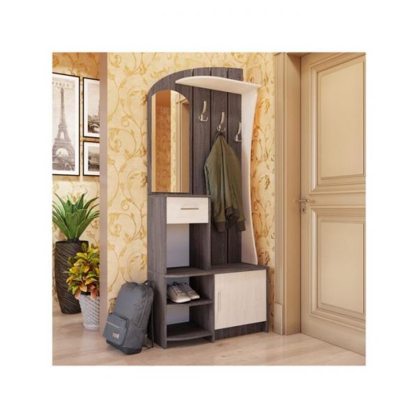 Прихожая «Саша 19», 840 ? 375 ? 2100 мм, ЛДСП, зеркало, ясень анкор тёмный / анкор светлый