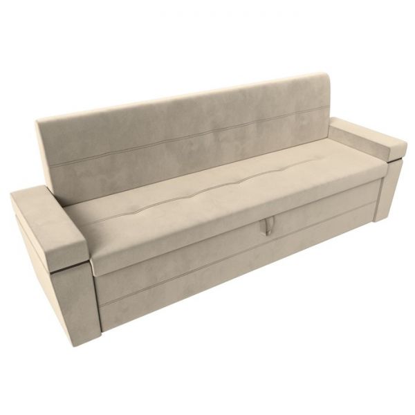 Кухонный прямой диван «Деметра», механизм дельфин, экокожа, цвет белый