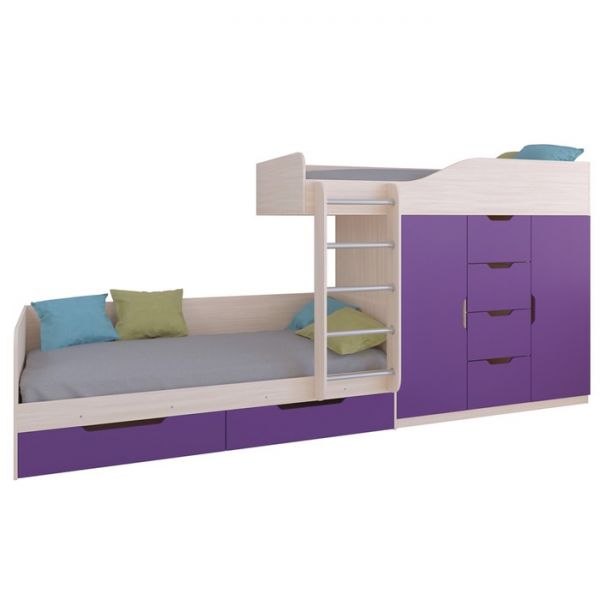 Детский комплекс «Астра 6», цвет дуб молочный/фиолетовый