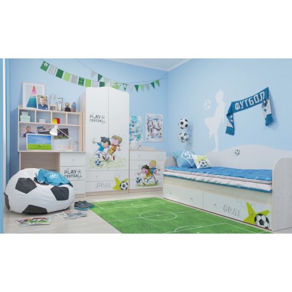 Шкаф 2-х дверный с ящиками Junior, 800х450х1890, Белый/ Ясень шимо светлый