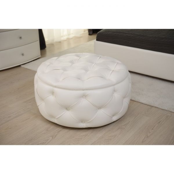 Пуф «Рондель большой», 900 ? 900 ? 450 мм, глухой, экокожа, цвет взбитые сливки
