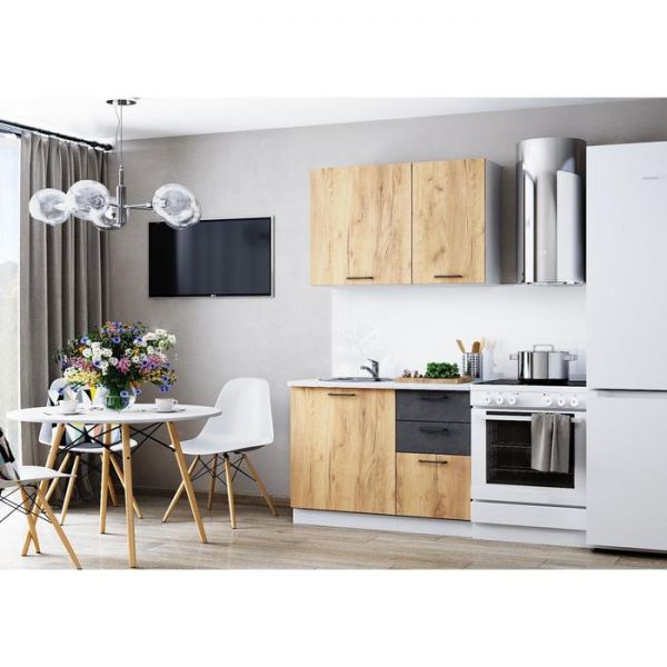 Кухонный гарнитур ЛЕГЕНДА 6 1000х600 Дуб Крафт Золотой/Малави/ корпус Белый