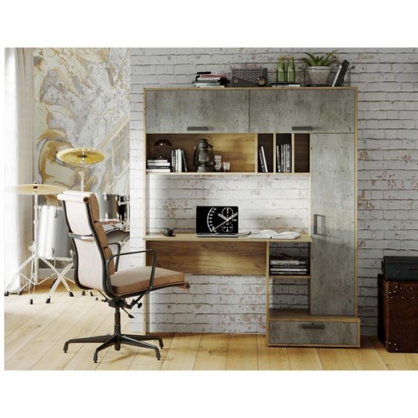 Стол письменный Техно 1500х573х1796 крафт/бетон