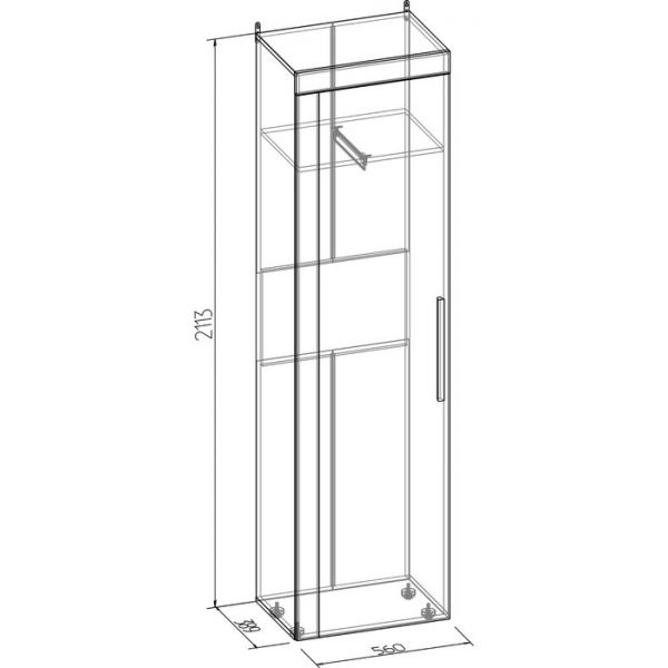 Шкаф для одежды и белья «Леон 5», 560 ? 389 ? 2113 мм, ясень анкор светлый/ателье светлый