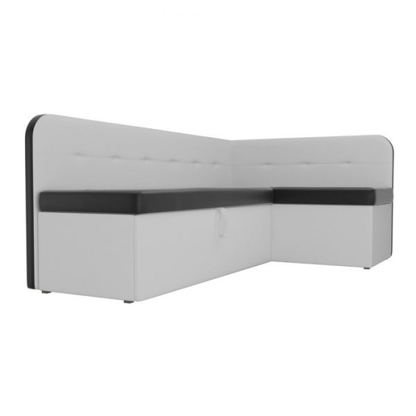 Кухонный угловой диван «Форест», механизм дельфин, экокожа, цвет белый / чёрный