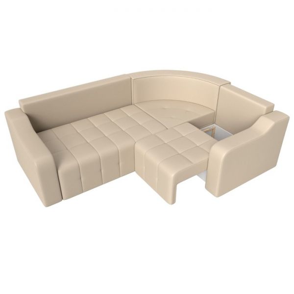 Угловой диван «Кембридж», механизм еврокнижка, экокожа, цвет бежевый