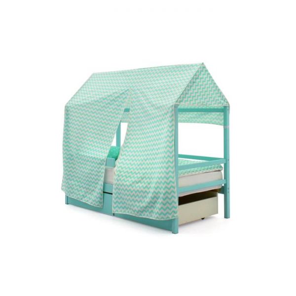 Крыша текстильная Бельмарко для кровати-домика Svogen зигзаги мятные
