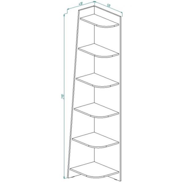 Стеллаж для детской Футбол 2110х430х520 Серый/Красный/Ясень Шимо Светлый/ Красный