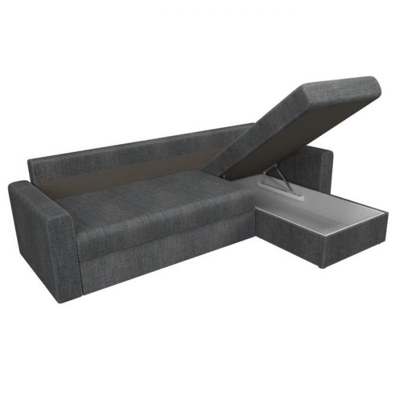 Угловой диван «Верона», механизм дельфин, рогожка, правый угол, цвет серый