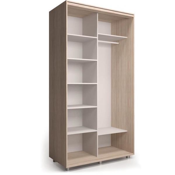 Шкаф-купе Модный Зеркало+ЛДСП Ясень шимо светлый/Белый/Венге светлый 1400х600х2300