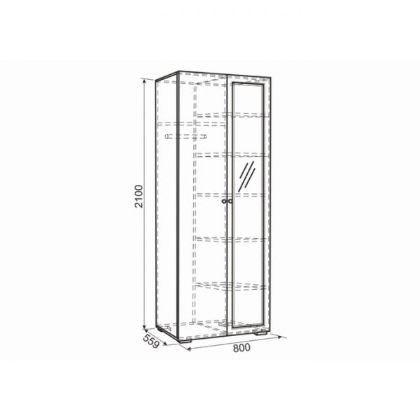Шкаф 2-х створчатый Гламур, 800х559х2100, Белый глянец