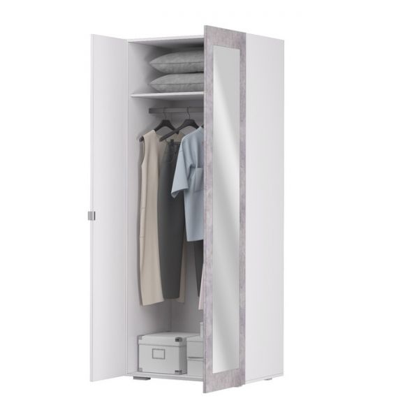 Шкаф 2-створчатый «Акцент №22», 800 ? 523 ? 2020 мм, цвет белый / цемент светлый