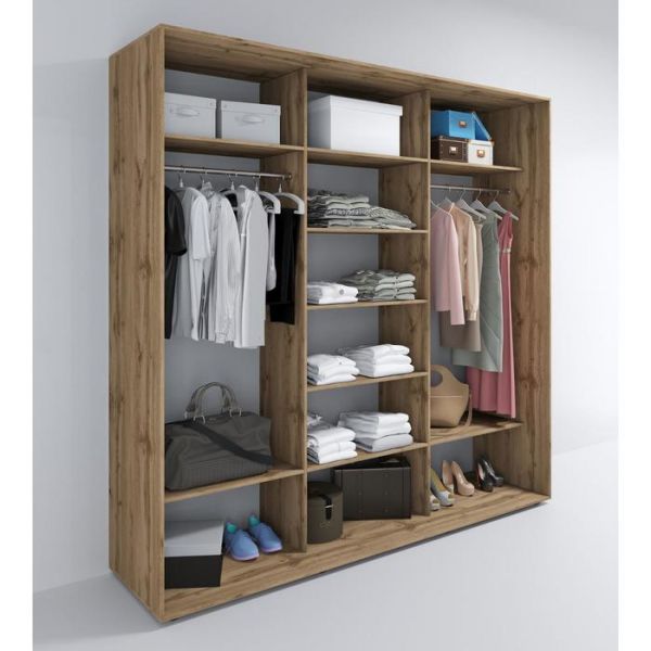 Шкаф-купе «Квадро Д», 1500 ? 600 ? 2310 мм, ЛДСП, зеркало, цвет дуб крафт