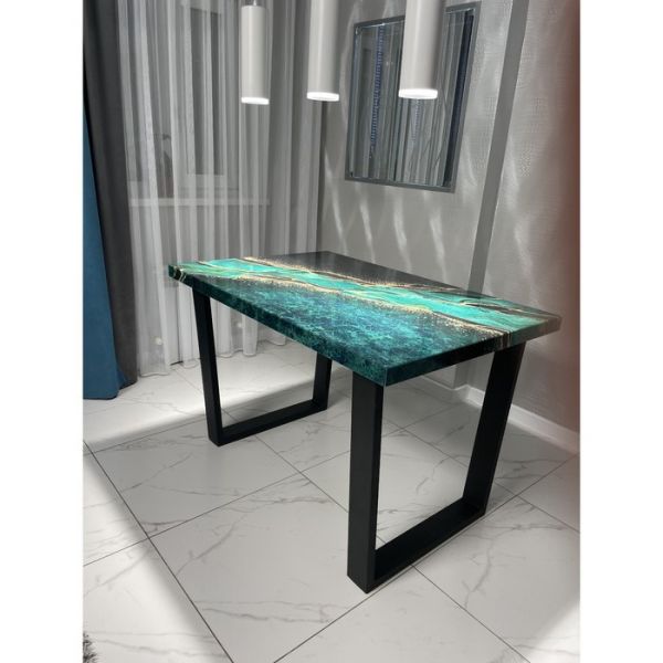 Обеденный стол «Квадро», 1200 ? 800 мм, опора «П» чёрная, фотопечать, цвет малахит