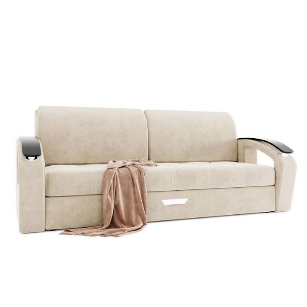 Диван прямой «Дубай», еврокнижка, ППУ, велюр, цвет селфи 01