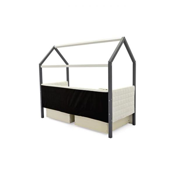 Детская кровать-домик мягкий Бельмарко  Svogenграфит-белый