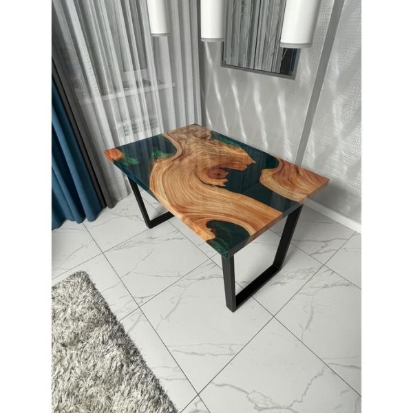 Обеденный стол «Квадро», 1200 ? 800 мм, опора «П» чёрная, фотопечать, цвет река