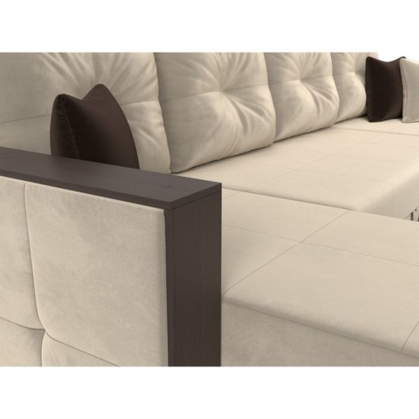 П-образный диван «Валенсия», механизм дельфин, микровельвет, цвет бежевый