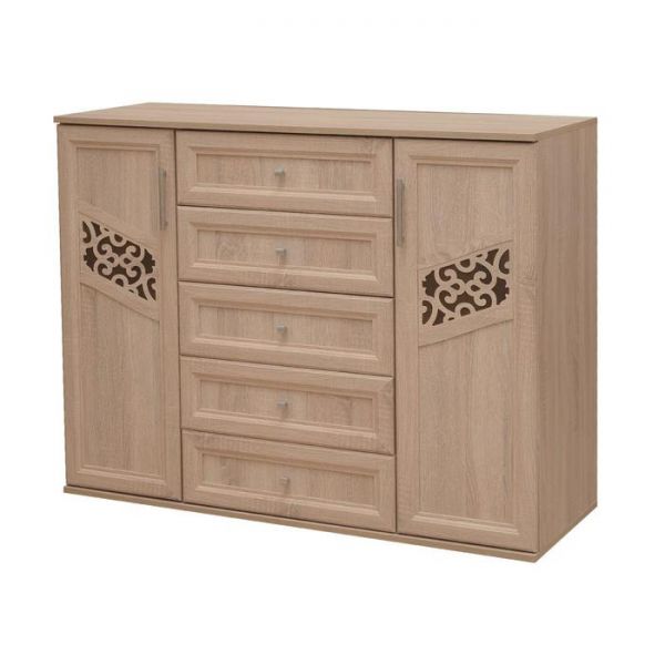 Комод №3 «Ольга 14», 1323 ? 492 ? 1020 мм, ЛДСП / МДФ, цвет дуб сонома