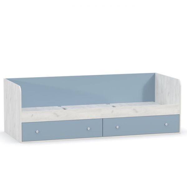 Кровать 2000 Тетрис 347М, 2038х838х671, Дуб белый крафт/Капри синий