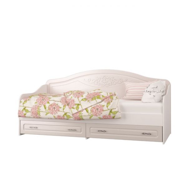 Кровать-софа с 2-мя ящиками Виола-2, с основанием, 2068х850х944, Белый/Ясень жемчужный