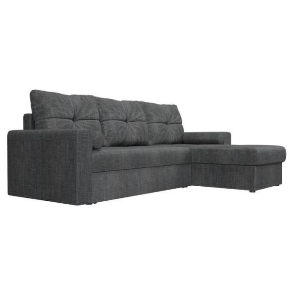 Угловой диван «Верона», механизм дельфин, рогожка, правый угол, цвет серый