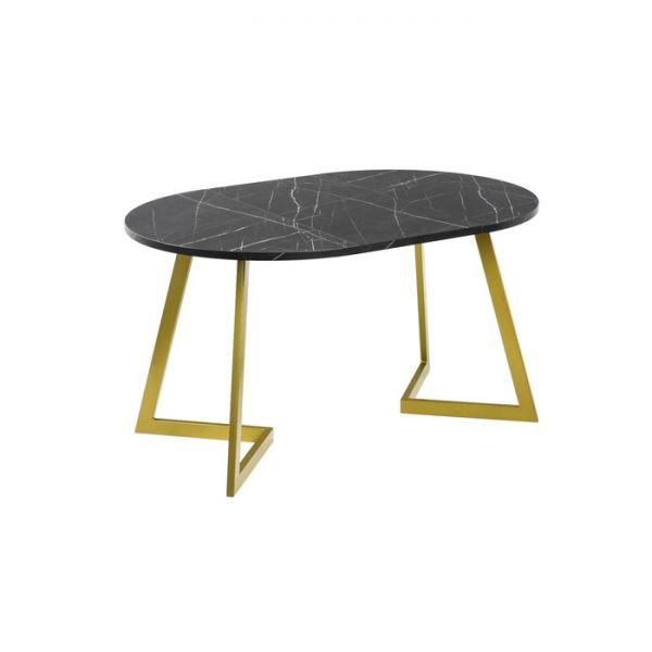 Стол РИМ D-940/1390х940х760 Камень Черный/Опора Гермес золотая