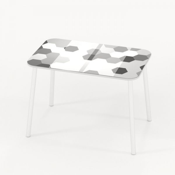 Обеденный стол Stalker, 1030 ? 640 ? 750 мм, ножки белые F3, фотопечать карта чйрная