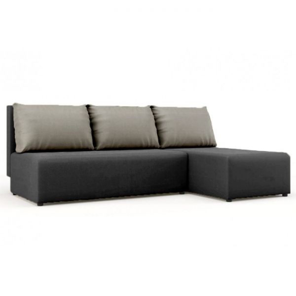 Угловой диван «Алиса», бельевой ящик, еврокнижка, рогожка, цвет savana grey / savana milk