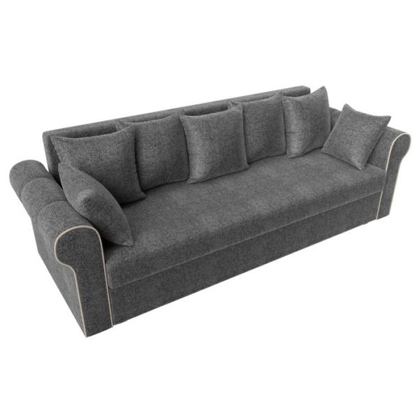 Прямой диван «Рейн», механизм еврокнижка, рогожка, цвет бежевый / кант коричневый