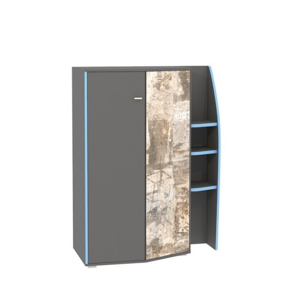 Шкаф Индиго 10.20, 1000х509х1300, Темно-серый/Граффити