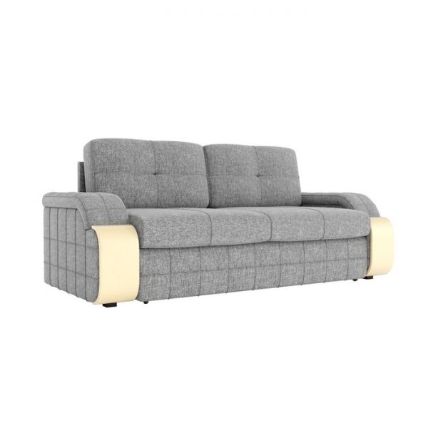 Диван прямой «Николь», механизм еврокнижка, рогожка, цвет серый / бежевый