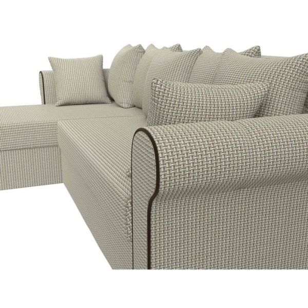 Угловой диван «Рейн», механизм еврокнижка, угол правый, рогожка, корфу 02 /кант коричневый