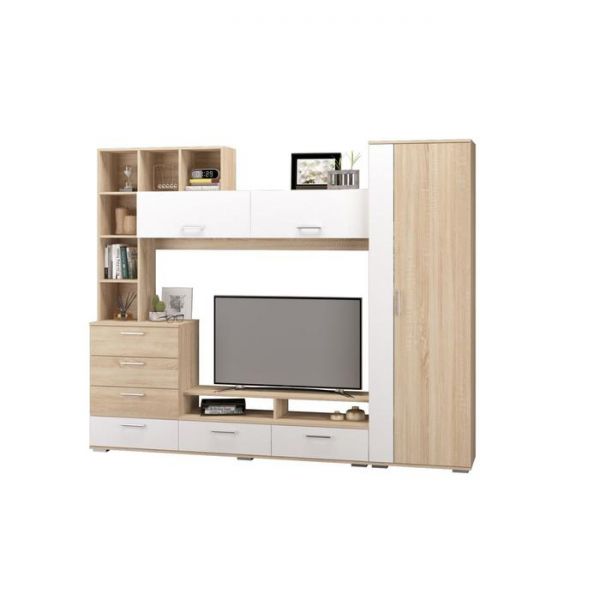 Гостиная "Даллас" 2404х383х1939 ЛДСП дуб сонома / дуб сонома/белый