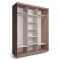 Шкаф-купе Модный Зеркало+ЛДСП Ясень шимо тёмный/Белый/Венге тёмный 1800х600х2300