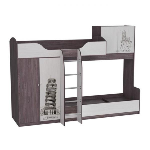 Двухъярусная кровать №2 «Омега 18», 800 ? 2000 мм, цвет ясень анкор тёмный / анкор светлый