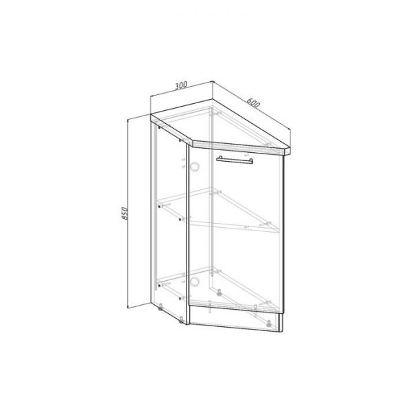 Шкаф напольный Лариса 300х600х850 завершающий левый закрытый белый/латте/кантри