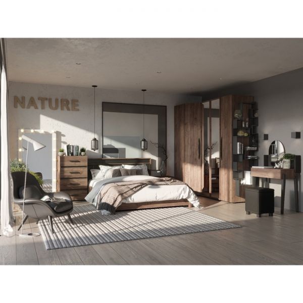 Шкаф для одежды и белья Nature 555, 1600 ? 595 ? 2300 мм, цвет гаскон пайн / чёрный