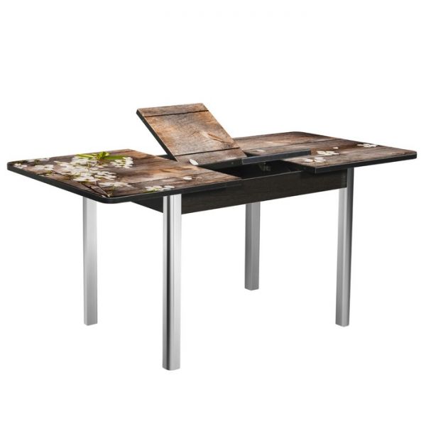 Стол «Триумф» раздвижной 100-135 см, стекло, механизм «бабочка», опоры массив, беленый дуб