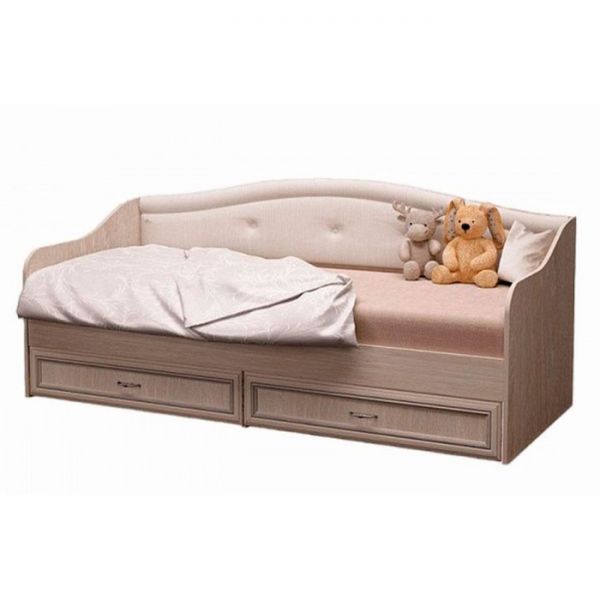 Кровать-софа с 2мя ящ ВЕРОНА 2052х846х850 Дуб атл/рамка МДФ дуб с патиной мяг элем