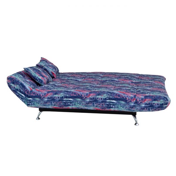 Диван "Непал Клик-кляк" Ткань Мегаполис деним + кожзаменитель коричневый