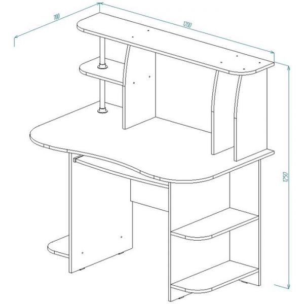 Стол компьютерный СК-5 1250х1200х700 Дуб выбеленный/Бук