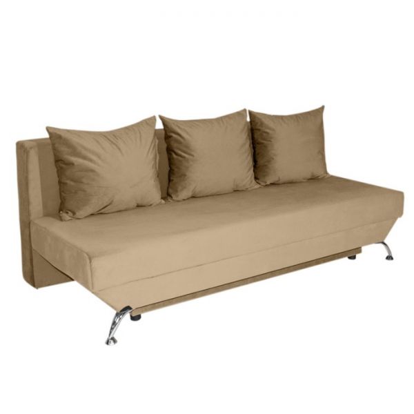 Прямой диван «Юность 17», механизм еврокнижка, ППУ, велюр, цвет бежевый