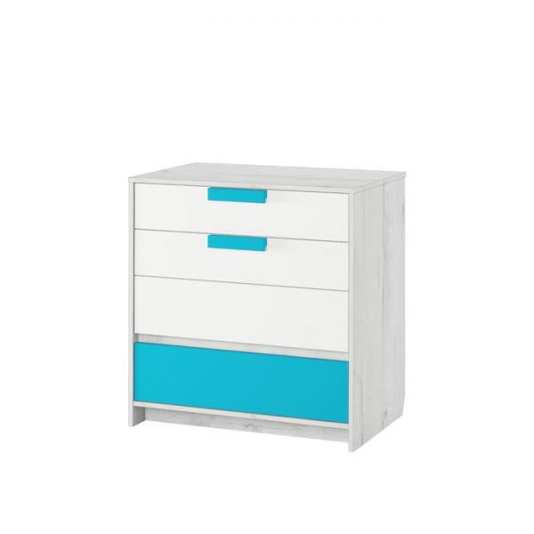 Комод «Бриз №9.1», 802 ? 536 ? 838 мм, цвет дуб эльза / бирюза / белый