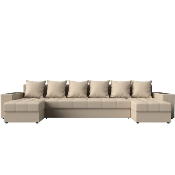 П-образный диван «Дубай», механизм еврокнижка, экокожа, цвет бежевый