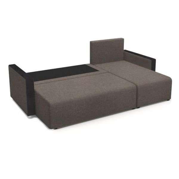 Угловой диван «Алиса 3», еврокнижка, бельевой ящик, рогожка, bahama ash/теоs dark brown