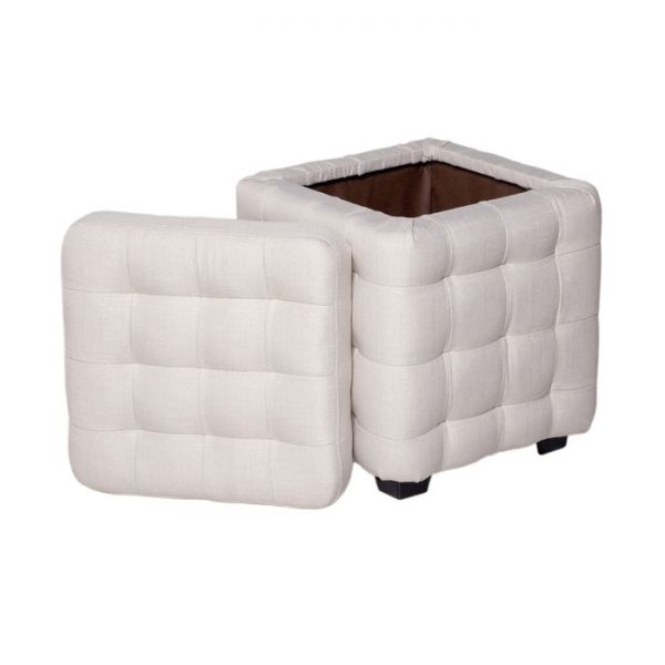 Пуф Теско с крышкой 400х400х460 бежевая рогожка